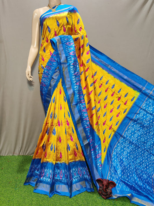 Pochampally Ikkat Pure Silk Light Weight Sarees With Pallu Design And Plane Blouse