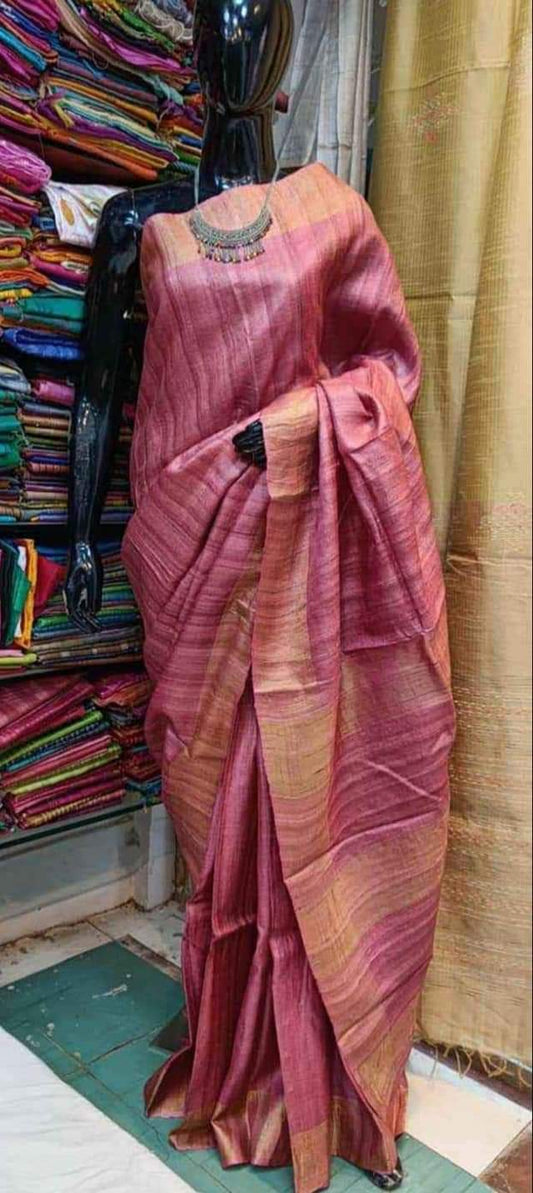 Pure tassar giccha silk saree