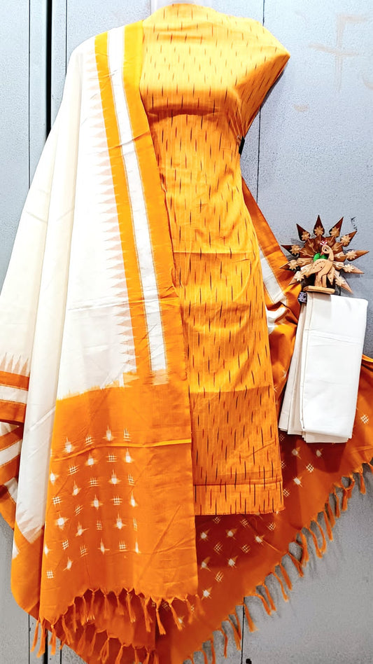 Pochampally  Pure Double Ikkat Cotton Dress Materials