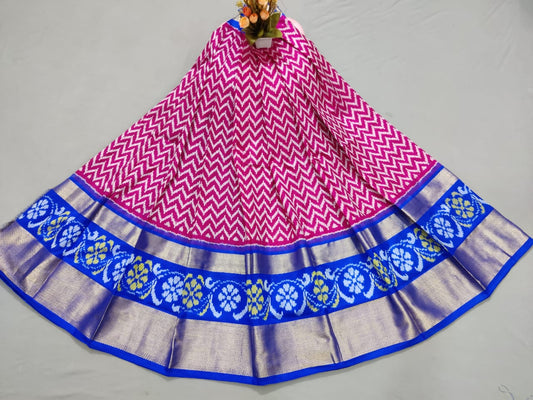 Pochampally Ikkat Pure Silk Free Size Lehanga With Blouse