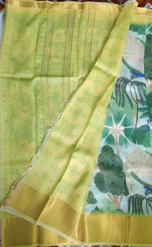 Mangalagiri pure cottonsilk digital printed saree