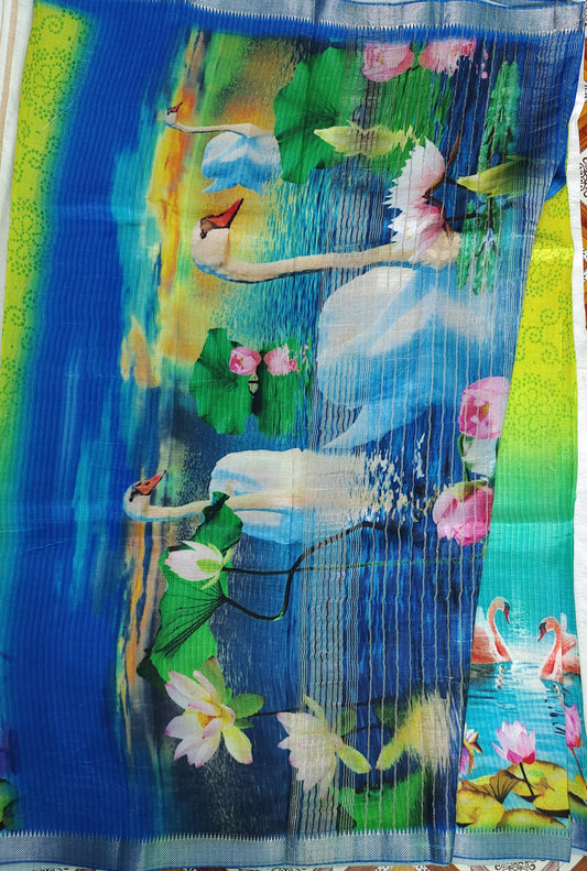 Mangalagiri pure cottonsilk digital printed saree