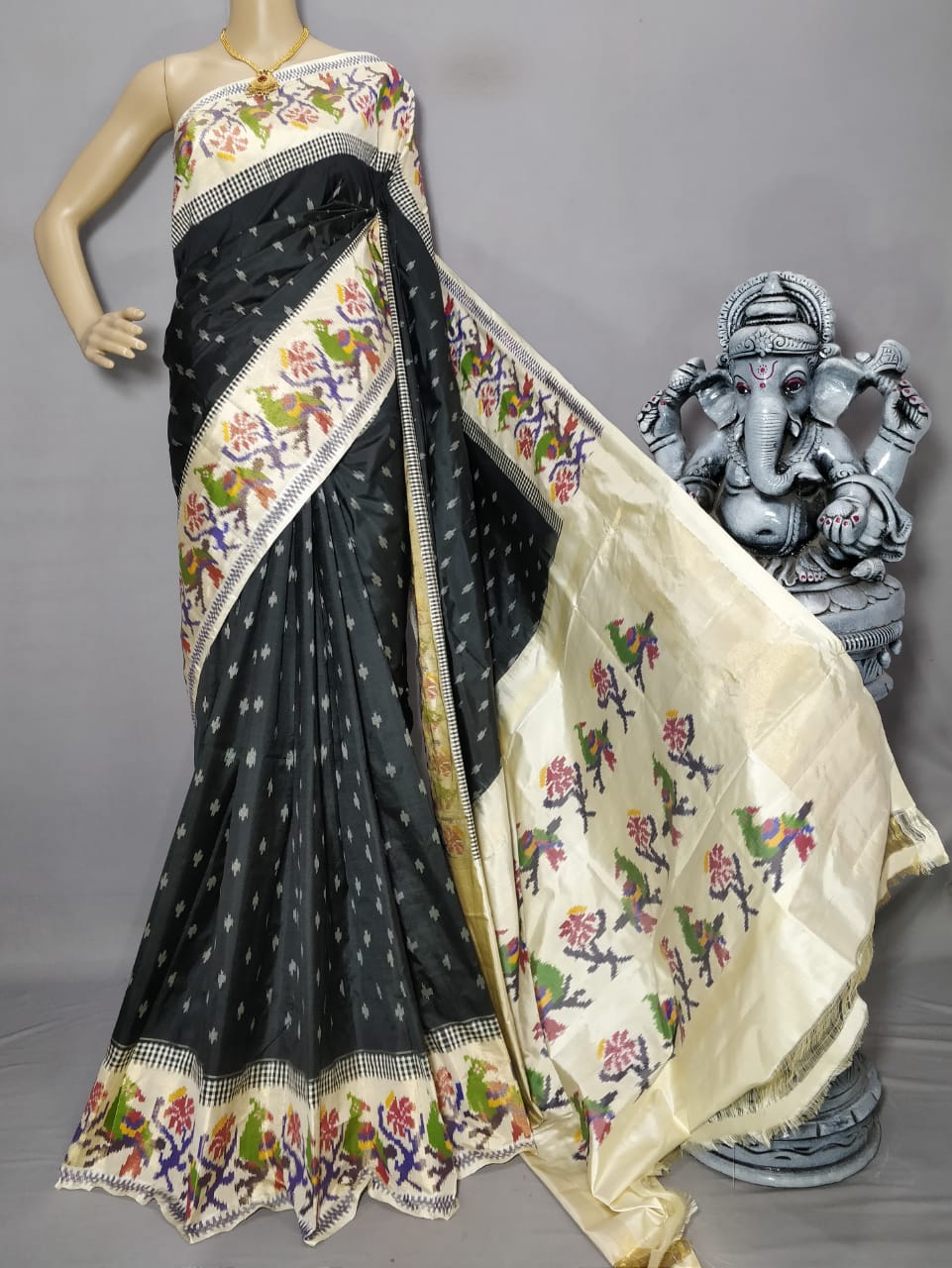 Pochampally ikkat pure silk pallu design saree