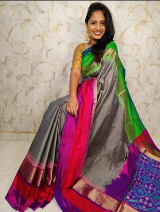 Pochampally ikkat pure silk pallu design saree